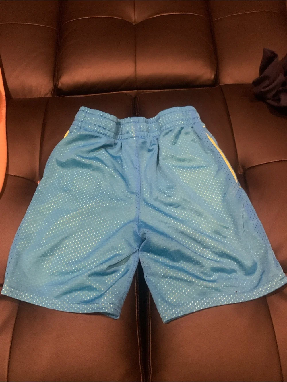 Athletic Works Light Blue Mesh Shorts with Yellow Drawstring
